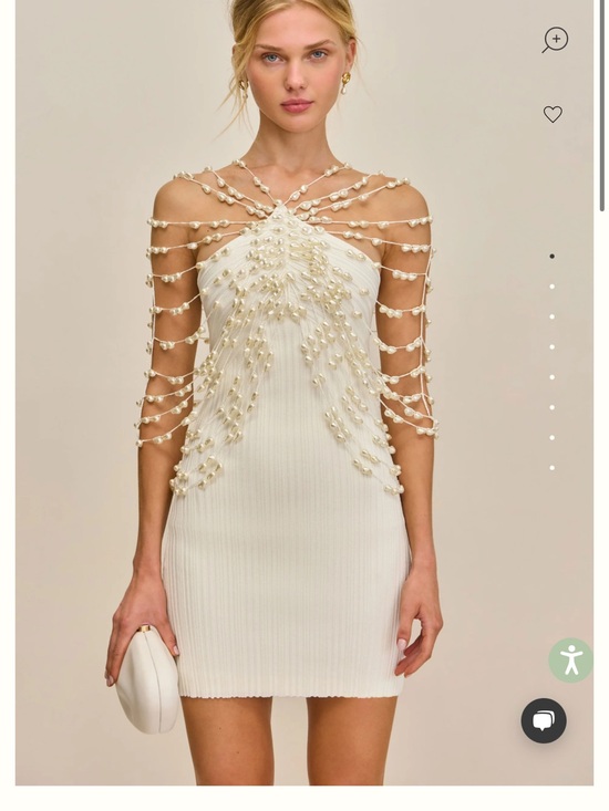 cult gaia Dresses & Skirts - Cult Gaia Pearl-Embellished White Mini Dress